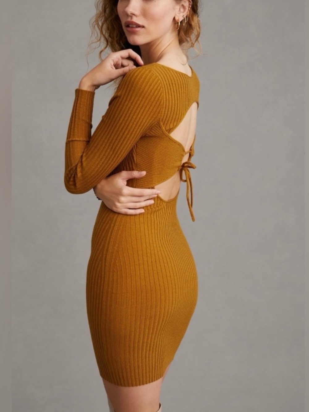 Daily Practice by Anthropologie Dark Yellow Ribbed Dress
